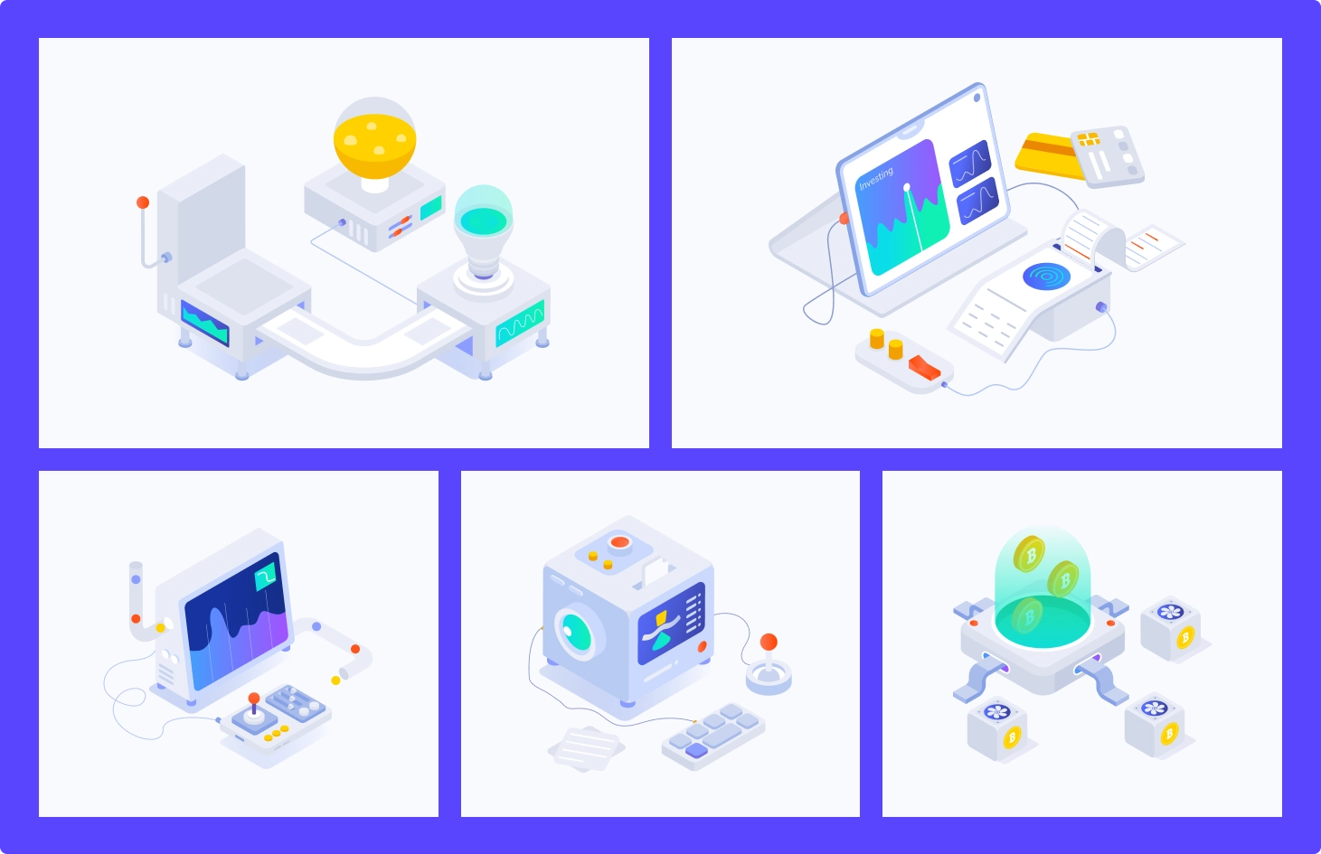 Internet and Technology Isometric Icons
