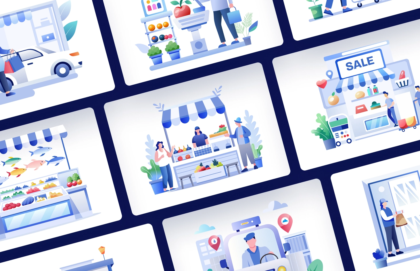 Shopping & Grocery Illustrations